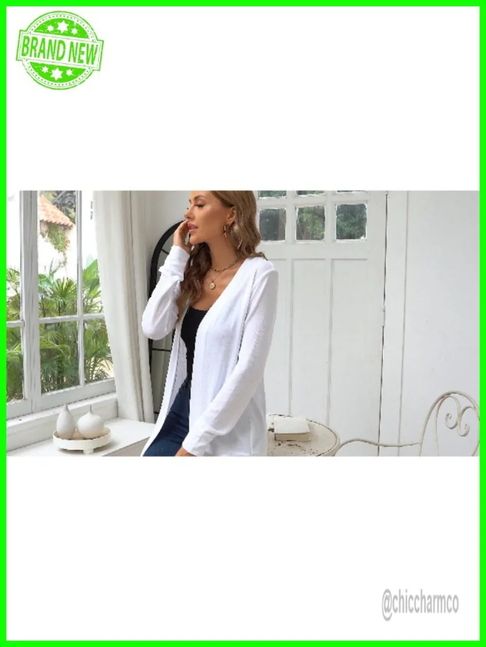 Women's Long Sleeve Open Front Cardigan Lightweight Knit Drape Sweater
